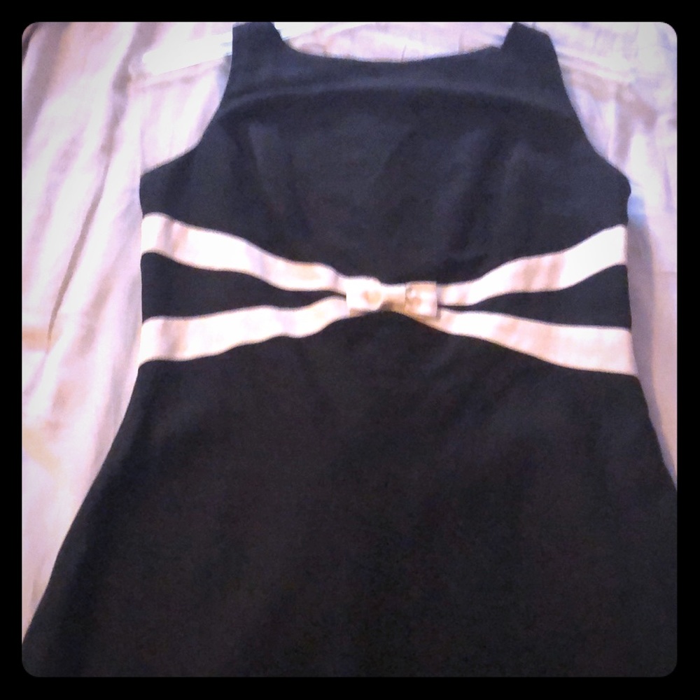 Black dress white bow